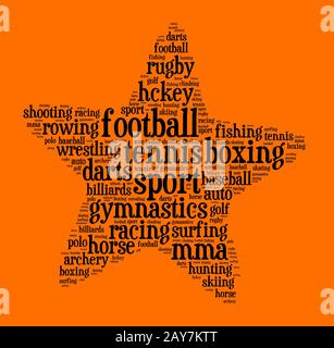 Sport word cloud Konzept Stockfoto