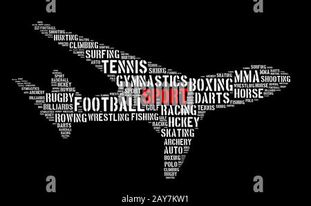 Sport word cloud Konzept Stockfoto