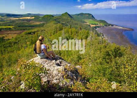 Wanderer auf Le Pic-Champlain, Quebec, Kanada Stockfoto