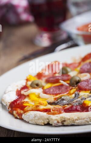 Nahaufnahme einer Pizza Stockfoto