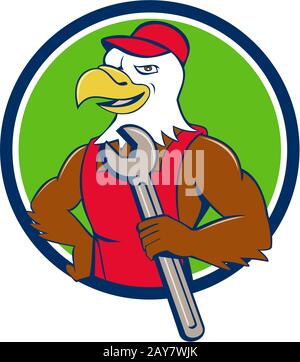 Weißkopfseeadler mechanische Spanner Kreis Cartoon Stockfoto