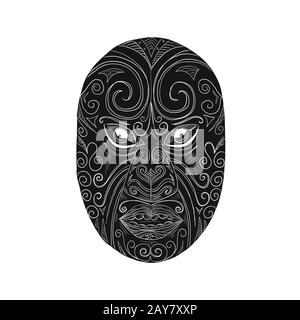 Maori Maske Scratchboard Stockfoto