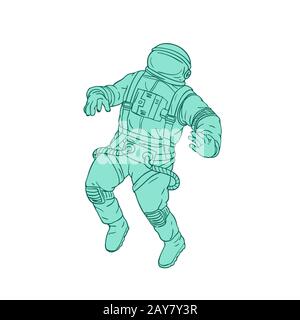 Astronaut im Weltraum schweben Zeichnung Stockfoto