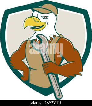 Weißkopfseeadler mechanische Spanner Crest Cartoon Stockfoto