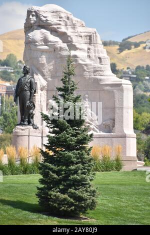 Mormon Battalion Monument im Utah State Capitol in Salt Lake City Stockfoto