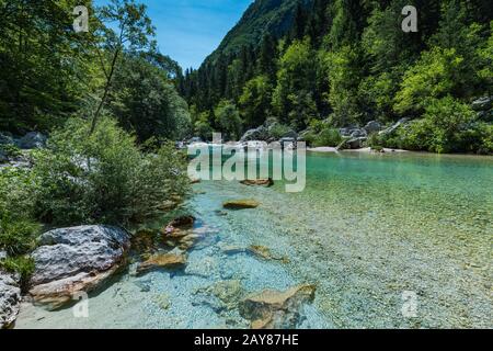 Soca Fluss im Triglav Nationalpark, Slowenien Stockfoto