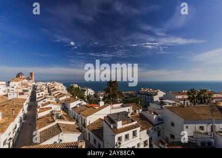 Stadtbild von weißen Dorf an der Costa Blanca, Altea, Spanien Stockfoto