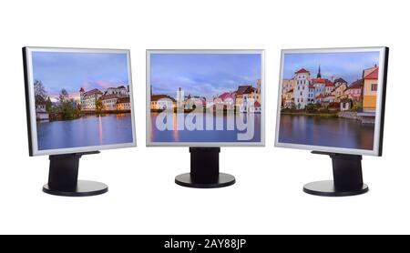 Schloss Jindrichuv Hradec in Tschechien (mein Foto) auf Computermonitoren Stockfoto