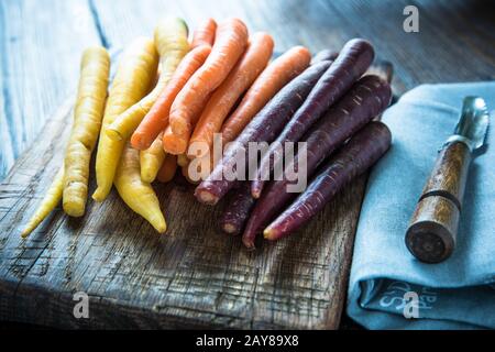 Marcket Farm frische Regenbogenkarotten Stockfoto