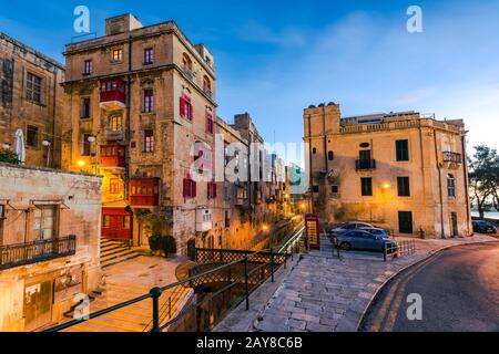 Schöne Wohngegend in Valletta, Malta Stockfoto