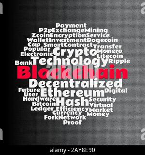 Blockchain Wordcloud Konzept Stockfoto