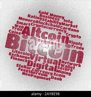 Bitcoin Wordcloud Konzept Stockfoto