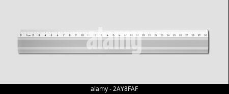 Metall Lineal auf grauem Hintergrund Stockfoto