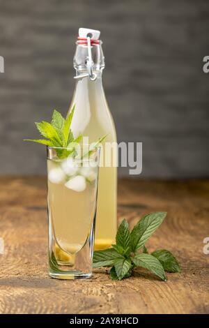 Hausgemachte Ingwer Limonade mit Minzeblättchen Stockfoto