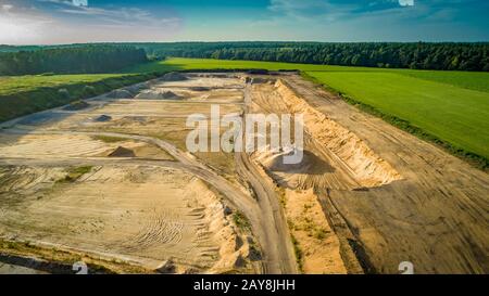 Luftbild Geröll aus der Luft in einer Schottergrube Stockfoto