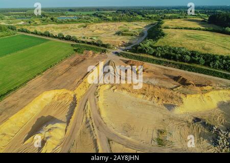 Luftbild Geröll aus der Luft in einer Schottergrube Stockfoto