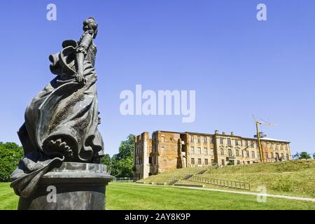 Monument, Katharina II., der ostflügel von Schloss Zerbst, Zerbst/Anhalt, Sachsen-Anhalt, Deutschland Stockfoto