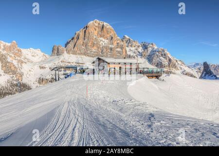 Cinque Torri, Cortina d'Ampezzo, Belluno, Venetien, Dolomiten, Italien, Europa Stockfoto