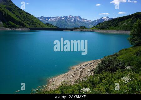 alpenlandschaft, Reservoir, spullersee, Alpensee, Österreich, Europa, Stockfoto