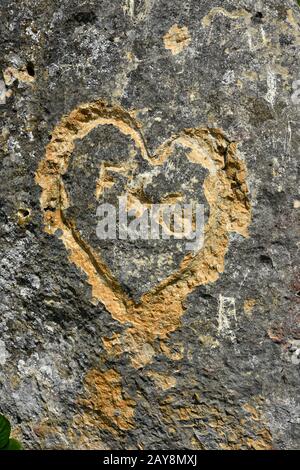 schwäbische alpen, Deutschland, Uhufels, Herz in Stein, Stockfoto