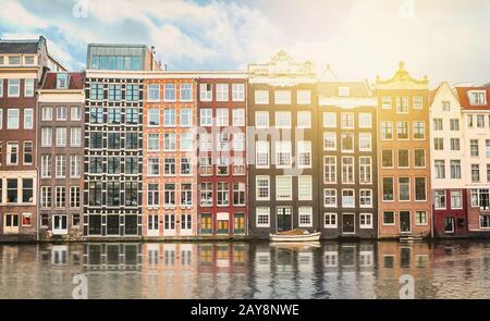 Traditionellen Altbauten in Amsterdam, Niederlande Stockfoto