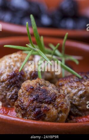 Albondigas, ein spanischer Tapas-Starter Stockfoto