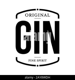 Gin Fine Spirit Schild schwarz Stock Vektor