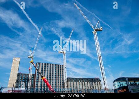 Umfangreiche Bauarbeiten im Stadtzentrum von Manchester. Greater Manchester erlebt einen Bauboom des neuen Kommercs Stockfoto