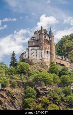 Schloss Katz oberhalb von St.Goarhausen im Rheintal, Deutschland Stockfoto