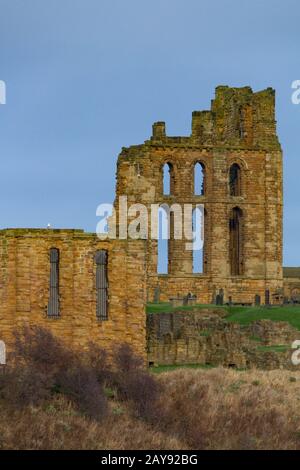 Ruinen von Medieval Tynemouth Priory and Castle, Großbritannien Stockfoto