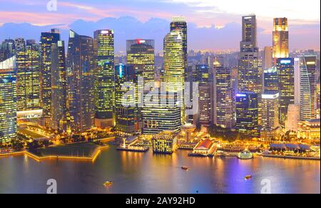 Skyline Singapur Dowtown Luftbild Stockfoto