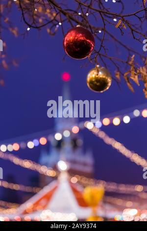 Neujahr und Weihnachtsinstallation auf dem Roten Platz in Moskau Russland Stockfoto