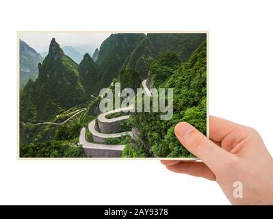 Hand- und Bergstraße im Tianmenshan Naturpark - China (mein Foto) Stockfoto