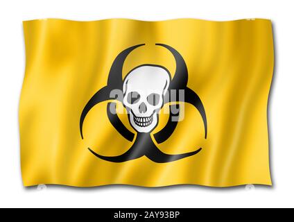 Todesfahne für Biohazard isoliert auf weiß Stockfoto