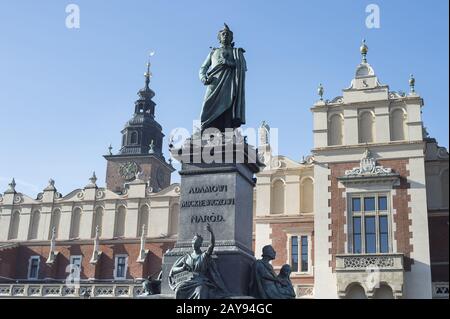 Denkmal von Adam Mickiewicz, Krakow Stockfoto