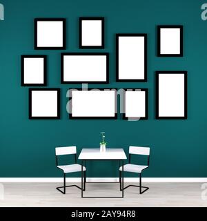 Leere Fotorahmen an der Wand Stockfoto