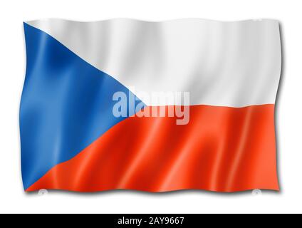 Tschechische Flagge isoliert auf Weiß Stockfoto