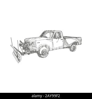 Schneepflug Lkw Doodle Kunst Stockfoto