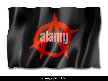 Anarchie Flagge isoliert auf weiß Stockfoto