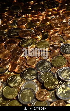 Schatzkiste, Euromünzen Stockfoto