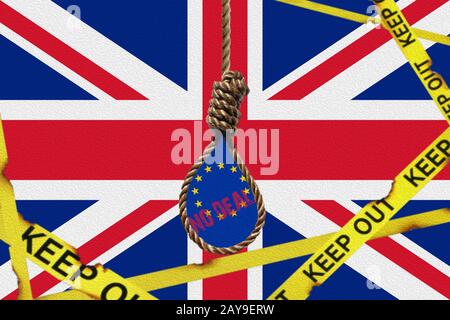 Brexit No Deal, Flags of the United Kingdom and the European Union, Illustration Stockfoto