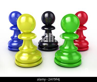 Bunte schach Schachfiguren Stockfoto