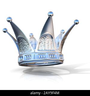 Silberne Krone isoliert auf einem weißen Hintergrund. Seitenansicht Stockfoto