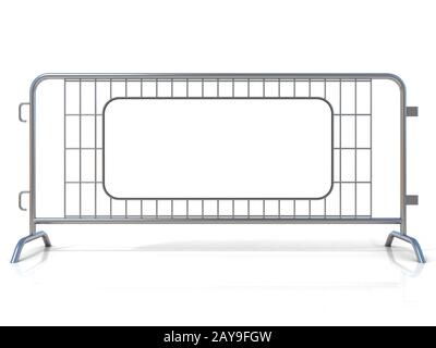 Stahl Barrikaden, isoliert auf weißem Hintergrund. Vorderansicht Stockfoto