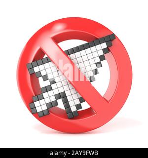 Verboten Schild mit Pfeil Mauszeiger. 3D Stockfoto