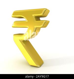 Indian Rupee 3D-goldenen Zeichen Stockfoto