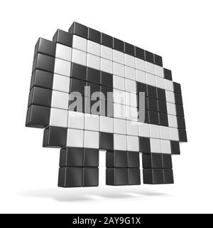 Pixelated 8 bit Totenkopf. Von der Seite. 3D Stockfoto