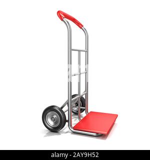 Eine leere Hand Truck, auf weißem Hintergrund. 3D Stockfoto