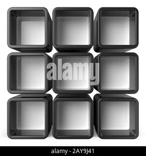 Kopieren Raum schwarz und weiß Regal Set 3D Stockfoto