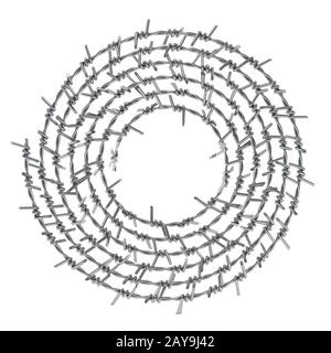 Spirale Stacheldraht Vorderansicht 3D Stockfoto